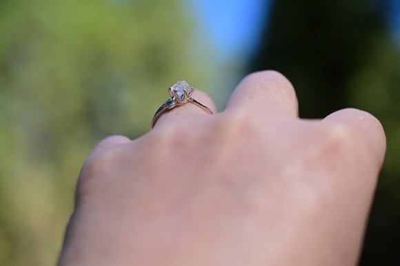 Raw Diamond Engagement Ring, Rough Uncut Diamond, White Diamond, Natural - Picture 8 of 10